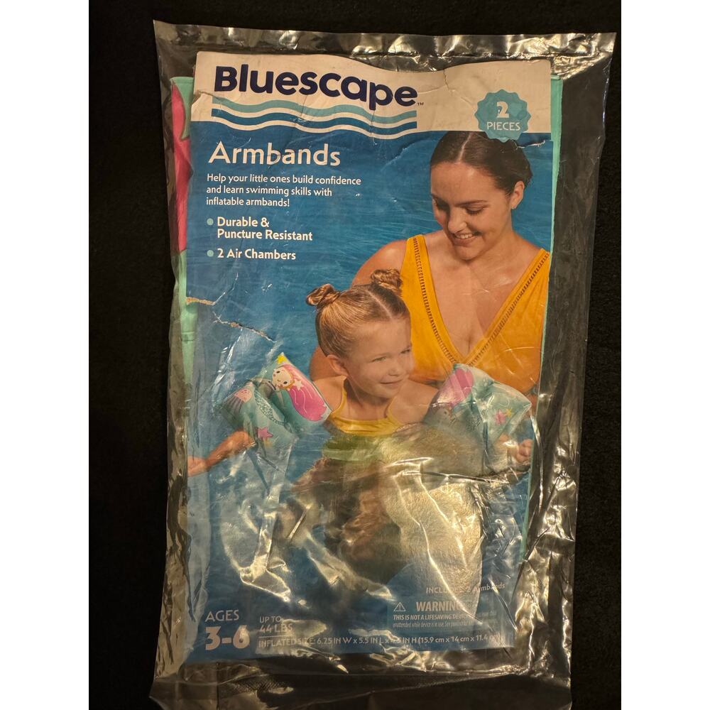Bluescape Kids Inflatable Swim Armbands Mermaid, 2-Piece New in Bag